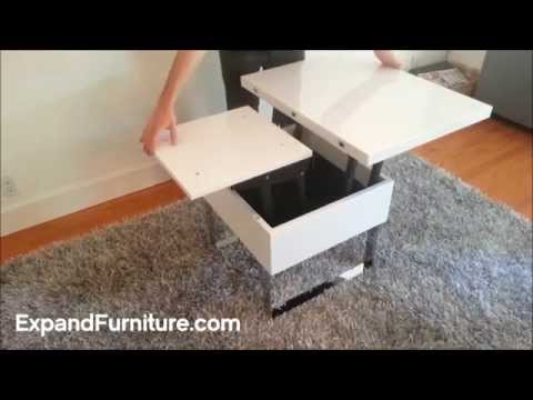 Space saving table demonstration. Lifting and folding. By Expand Furniture