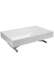Box Coffee to dinner table in white gloss finish with silver legs - transforming table furniture space saver
