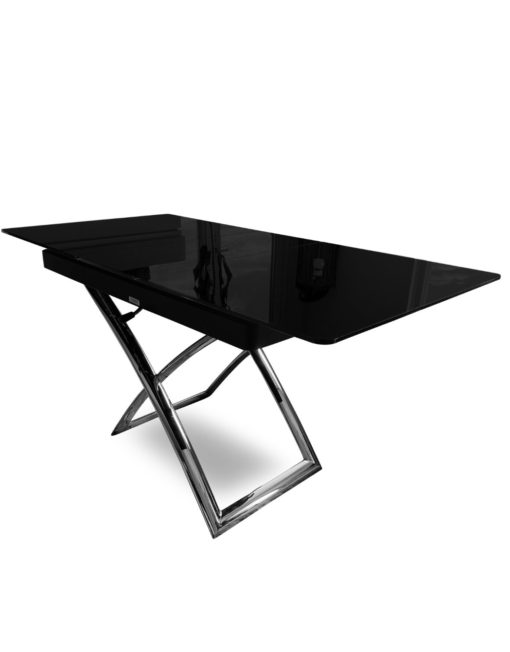Obsidian black Glass expandable coffee dinner table