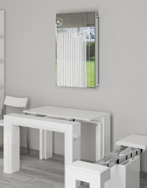 Junior Giant table transformer paired with occulto storage mirror