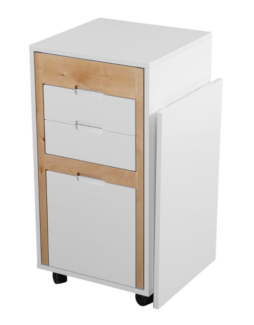 Ludovico Micro office with wood and white mix - modern designer office cabinet desk