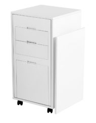 Ludovico micro office hidden chair and table in office cabinet - White matte