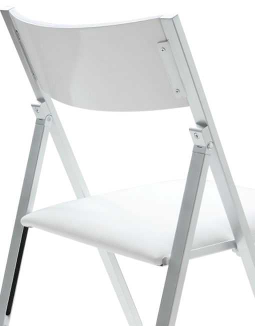 white nano folding chairs shown from the back view