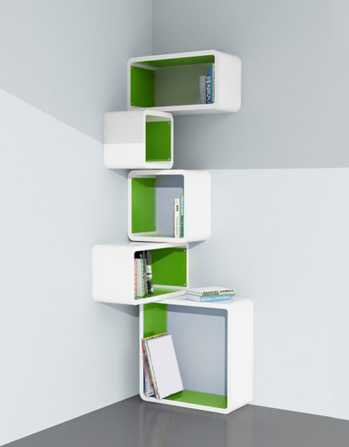 Modular-Corner-Cube-Wall-Shelf-M-in-white-and-Green