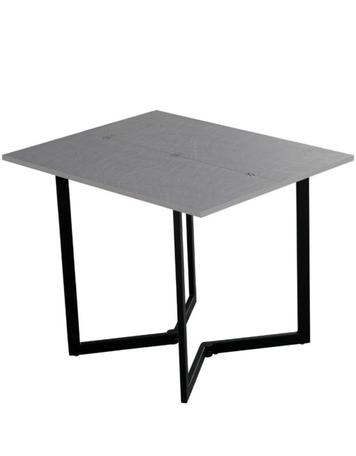 Mini Flip in concrete texture with black legs - console convertible table for apartments