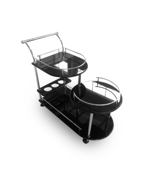 Step-Multi-Height-serving-trolley-in-black-gloss-silver