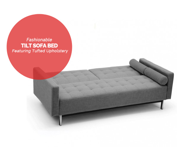 ashionable sofa-bed with a mid century design featuring tufted upholstery