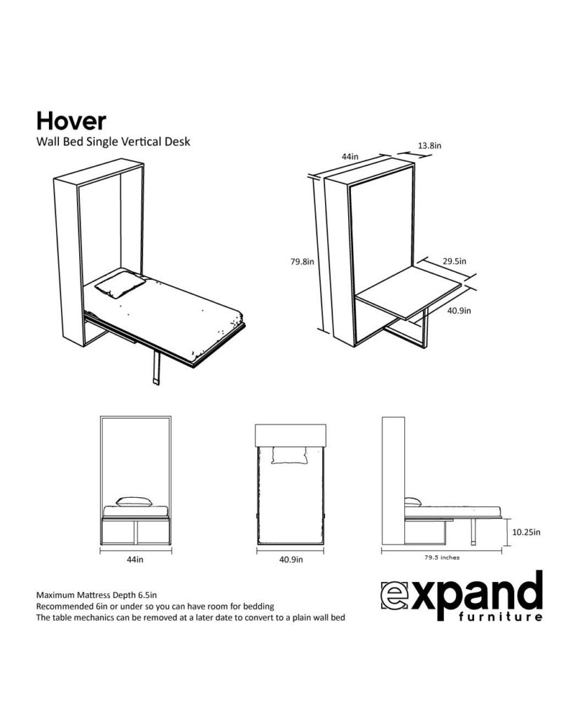 Hover Single Desk vertical dimensions