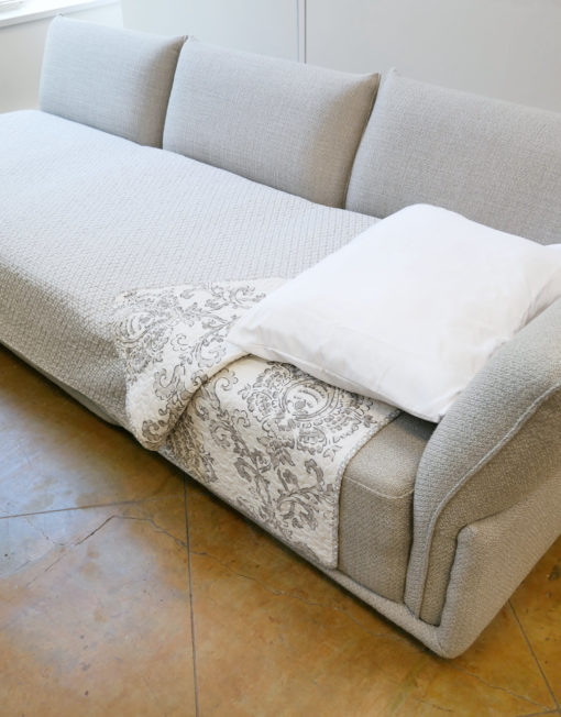 Stratus sofa used as a sofa bed for its flat surface and deep seats