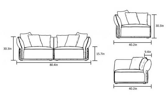 Stratus 2 seat modular couch that is expandable - dim