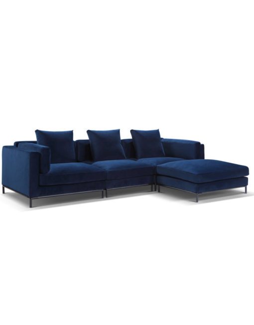 Large Modular sectional sofa with reversible chaise in Navy blue microfiber - Migliore
