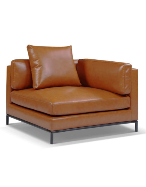 Migliore-corner-leather-sofa-seat Modular leather sofa in terracotta brown orange finish