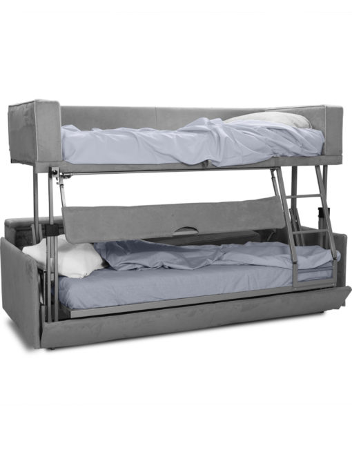 Dormire v2 from Italy - Sofa lifts into bunk bed in grey