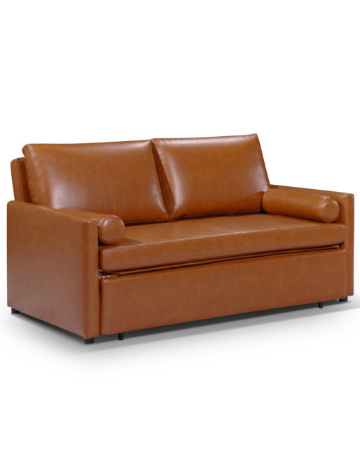 Harmony 2 - queen eco leather - Brown Terracotta sleeper sofa memory foam displayed in sofa form