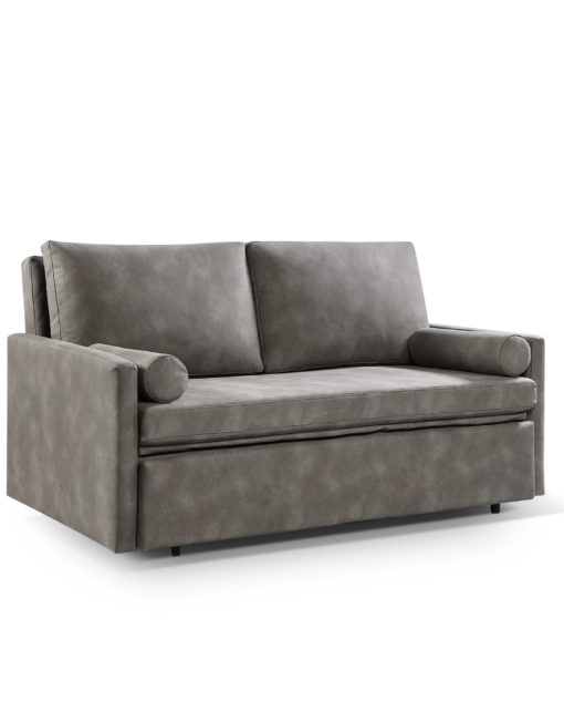 Harmony 2 - queen eco leather - Coastal grey sleeper sofa with memory foam