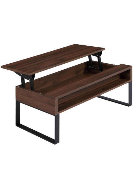 Boost Storage Lift top table with chocolate walnut panel and black legs