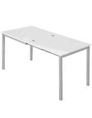 Echo-Counter-Height-white gloss and silver leg - Counter height kitchen table doubles in size