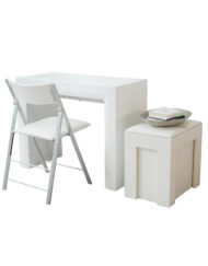 White Gloss Jr Giant in compact form with nano folding chair and mini scatola all ready to expand in size