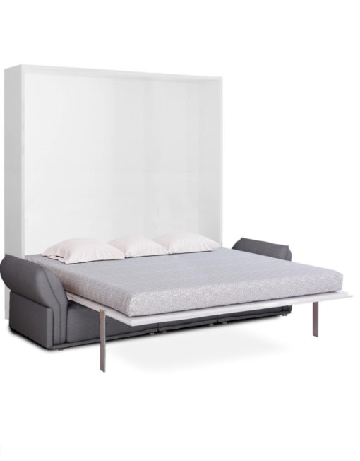 MurphySofa-King-Modular-Stratus-wide-grey-textured-sofa-wall-bed-open-in-glossy-white-king-size