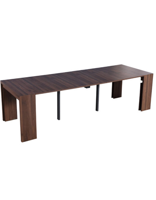Junior-Giant-Revolution-in-chocolate-walnut-panel-extending-expanding-console-to-dinner-table