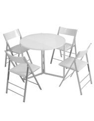 Origami-folding-round-expanded-table-in-white-gloss