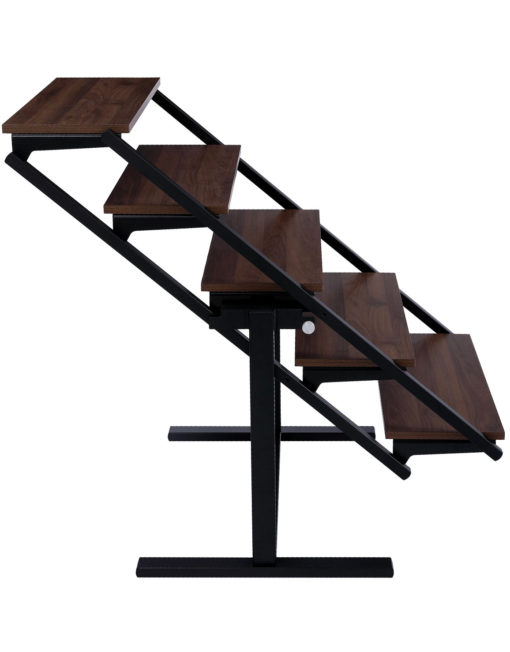 The shelf table - shelving lowers and converts into dinner table - chocolate walnut color