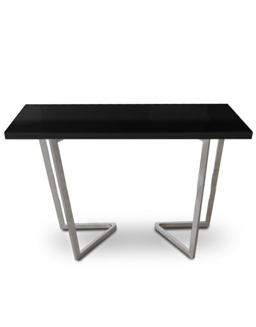 Counter-Height-Flip-Expanding-table in black gloss and silver legs