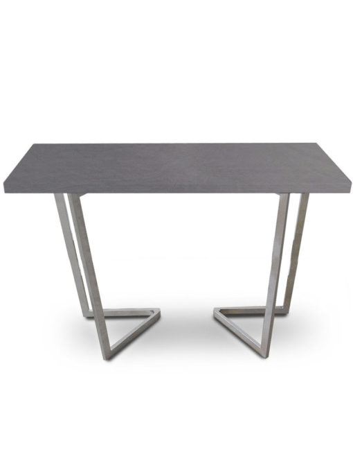 Counter-Height-Flip-Expanding-table in concrete texture and silver legs