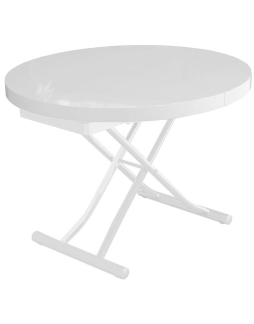 The Oval - Round to oval lifting coffee table in glossy white raised wl