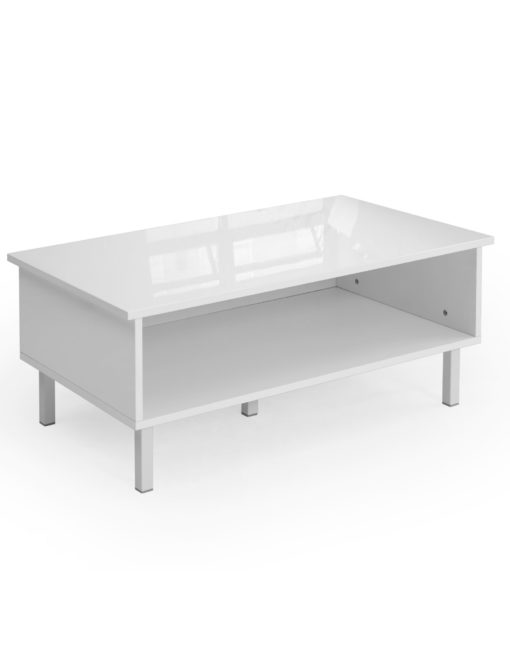 Cache White gloss table with massive storage area