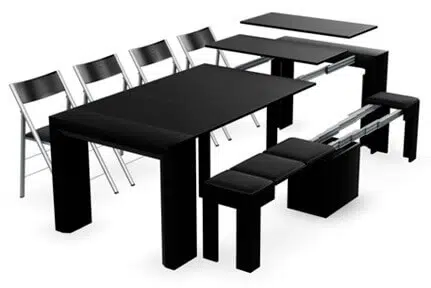 Black Expandable Dining Table And Folding Dining Chairs For Sale In Chicago